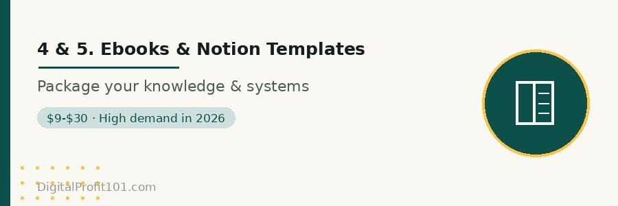 Ebooks package your knowledge; Notion templates package your systems — both sell beautifully