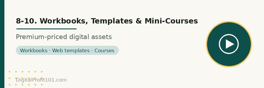Workbooks, website templates, and mini-courses are higher-value products that command premium prices